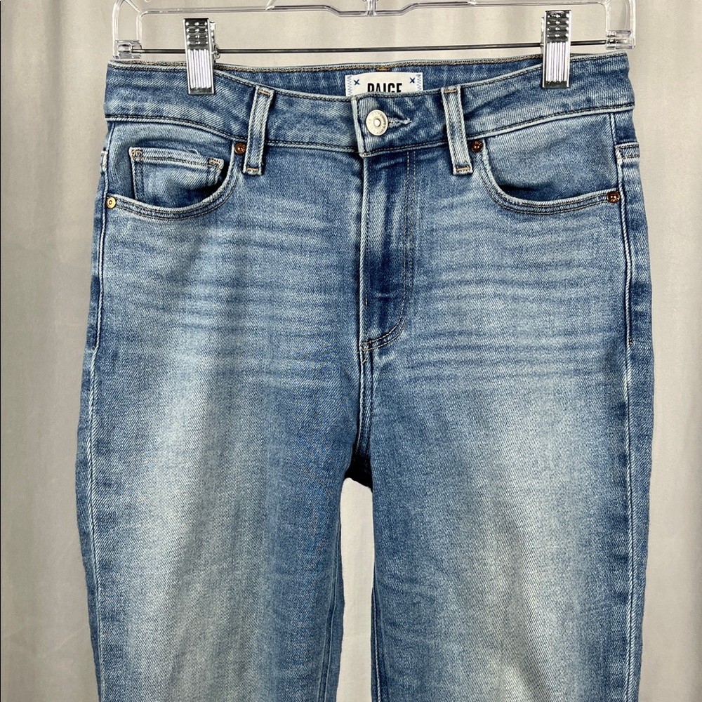 Paige Cindy Straight Jeans in Mel Destroyed Hem Denim. - Picture 5 of 12